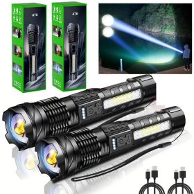 Super Bright White LED Flashlight Rechargeable Zoomable Torch Camping lamp (Quantity: 2 sets) Super Bright White LED Flashlight Rechargeable Zoomable Torch Camping lamp (Quantity: 2 sets)